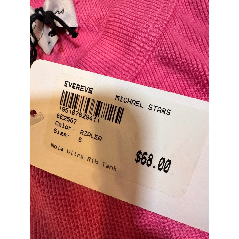Michael Stars Nola Ultra Rib Tank Azalea Pink Wide Binding Sleeveless Top New! - Picture 2 of 4